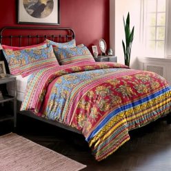   Dreamzie ágyneműhuzat 155x220cm 3 darabos, piros/kék, indiai boho, 2 párnahuzat - outlet termék