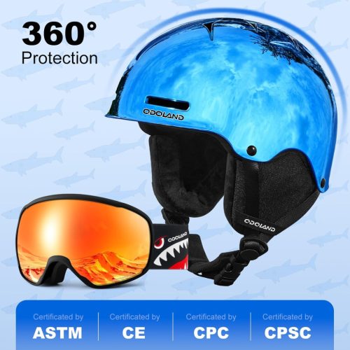 Odoland gyerek sí sisak és síszemüveg szett állítható, PC-héj, EPS-hab - outlet termék