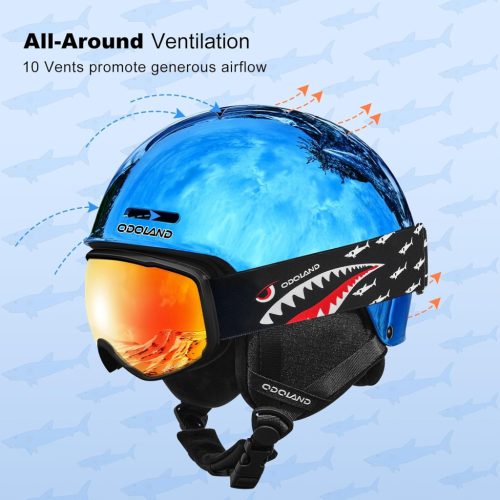 Odoland gyerek sí sisak és síszemüveg szett állítható, PC-héj, EPS-hab - outlet termék