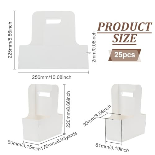 BENECREAT 25 darabos fehér karton pohártartó 17,6 x 8 x 22 cm - outlet termék