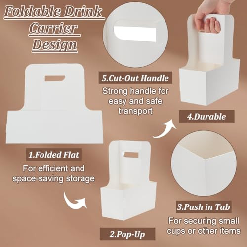 BENECREAT 25 darabos fehér karton pohártartó 17,6 x 8 x 22 cm - outlet termék