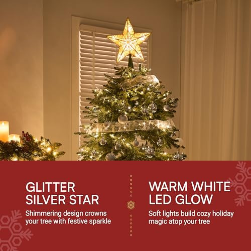 JOIEDOMI 10,5 hüvelykes világító PVC karácsonyfa csúcs csillogó csillaggal 10 - outlet termék