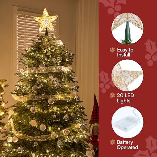 JOIEDOMI 10,5 hüvelykes világító PVC karácsonyfa csúcs csillogó csillaggal 10 - outlet termék