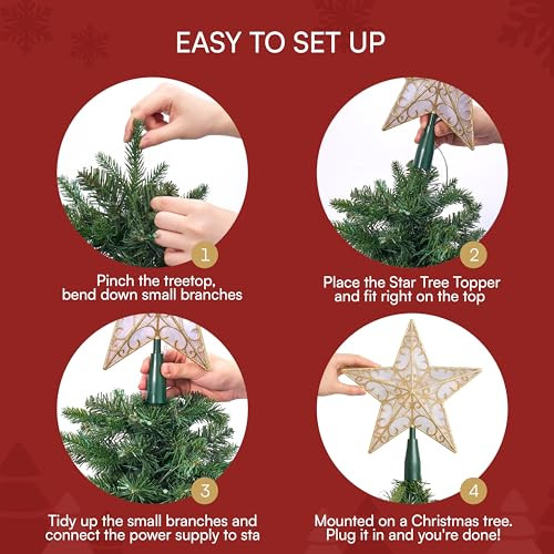 JOIEDOMI 10,5 hüvelykes világító PVC karácsonyfa csúcs csillogó csillaggal 10 - outlet termék