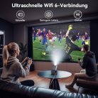 Polocsh Mini projektor, Full HD1080P, 4K, Android 11.0, hordozható projektor WLAN6 - outlet termék