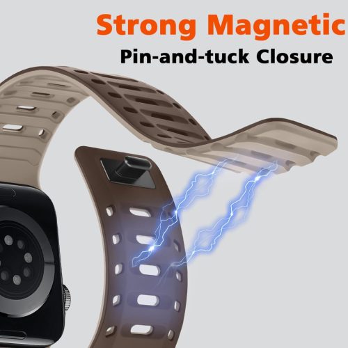 HITZEE sportszíj Apple Watch-hoz, szilikon mágneses férfi csat barna/khaki - outlet termék