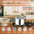 Homikit lábas 14 cm, rozsdamentes acél kis tejforraló üvegfedővel 3-rétegű alj - outlet termék