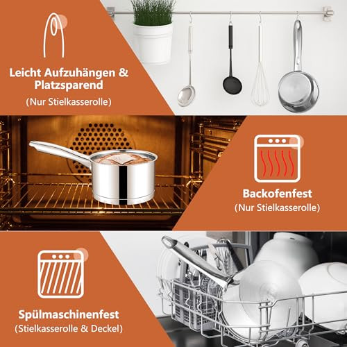 Homikit lábas 14 cm, rozsdamentes acél kis tejforraló üvegfedővel 3-rétegű alj - outlet termék