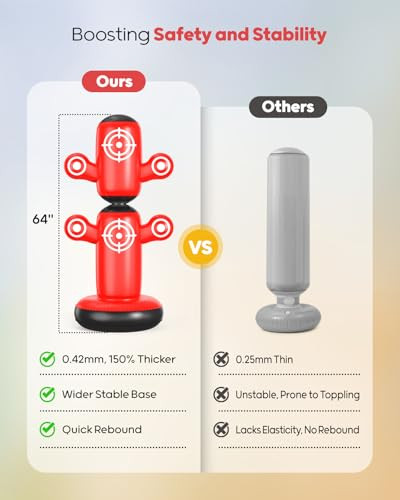 QPAU 360° forgatható boxzsák gyerekeknek 6-14 év, álló 64 hüvelyk box gyerekeknek - outlet termék