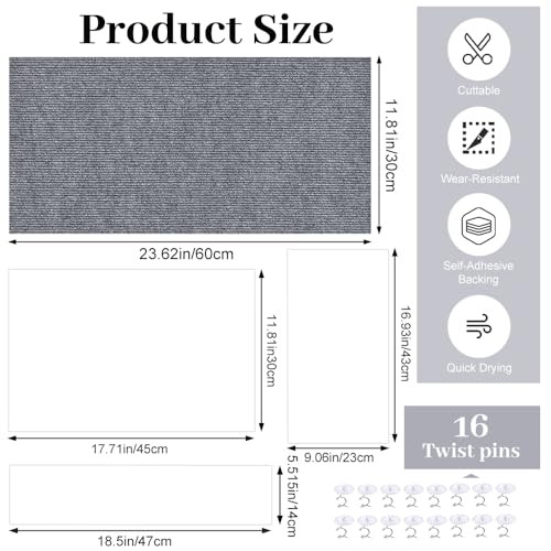 HAOTIAN-X 15 darabos bútorvédő több méretű, átlátszó kanapévédő szürke öntapadós - outlet termék