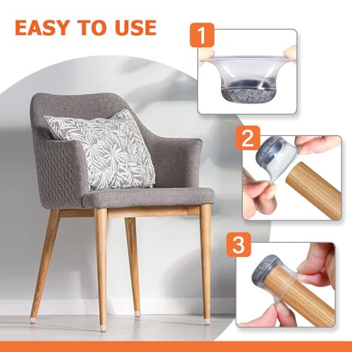 Szék lábvédők, kerek, 32 darabos, szilikon védők, filc csúszkák fa padlókhoz, szék - outlet termék