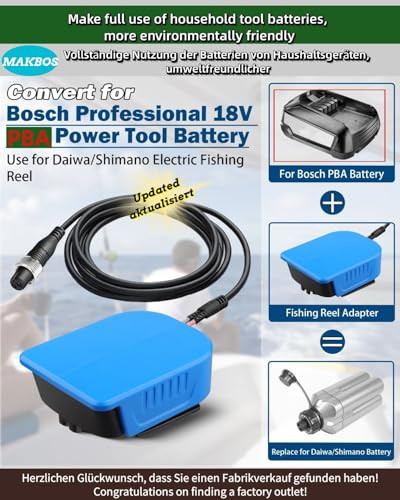 Daiwa Shimano horgász orsó akkumulátor adapter Bosch 18V PBA kompatibilis, 14.4V - outlet termék