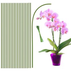   HOUNANG növénytámasz 44,5 cm 20 darabos növénykaró, rugalmas orchidea pálcák zöld - outlet termék