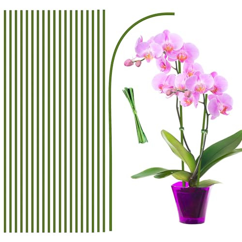 HOUNANG növénytámasz 44,5 cm 20 darabos növénykaró, rugalmas orchidea pálcák zöld - outlet termék