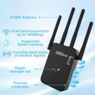 Aenxwa WLAN jelerősítő 1200 Mbit/s két sávos 2.4 GHz + 5 GHz, 4 antennás, LAN/WAN - outlet termék