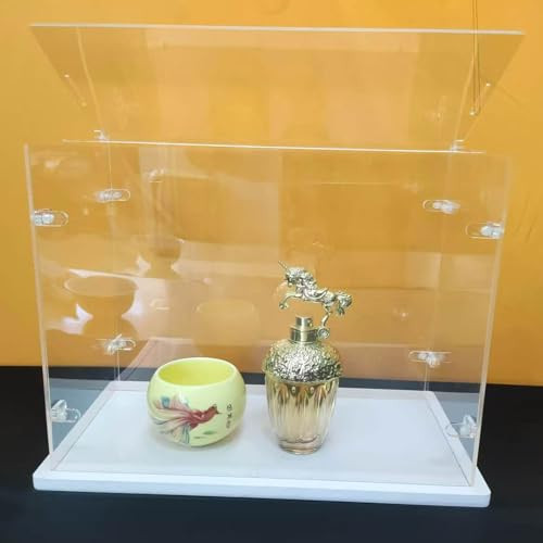 Top nyitható, átlátszó akril vitrin összeszerelés, vastagított alap, robusztus - outlet termék