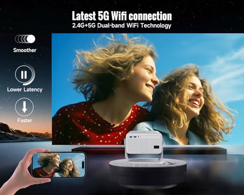 Android 13 okos projektor 4K 1080P, 5G WiFi, BT5.2, auto fókusz, auto - outlet termék