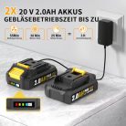 Lombfúvó 20V 2.0 Ah akkumulátorral, könnyű 1,4 kg, 3 sebességes, turbó kapcsoló - outlet termék