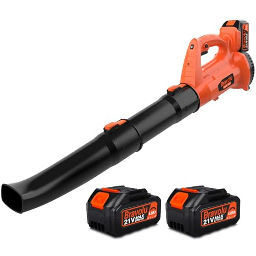 Bravolu 21V vezeték nélküli lombfúvó 2 x 4.0Ah Li-ION akkumulátorral és töltővel, max - outlet termék