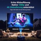 Polocsh Mini projektor hordozható, WLAN6 BT5.2, automatikus trapézkorrekció, 4K - outlet termék