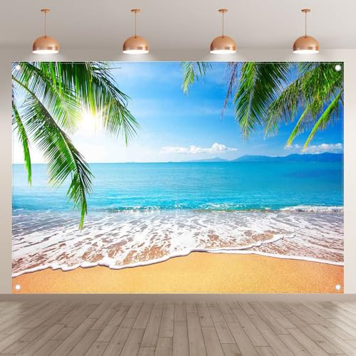 Luminora anyag, 2,1 x 1,5 m, nyári strand fotóháttér hawaii trópusi óceán - outlet termék