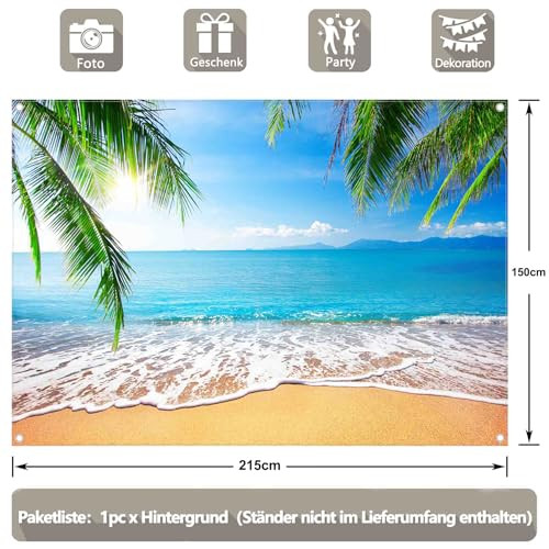 Luminora anyag, 2,1 x 1,5 m, nyári strand fotóháttér hawaii trópusi óceán - outlet termék