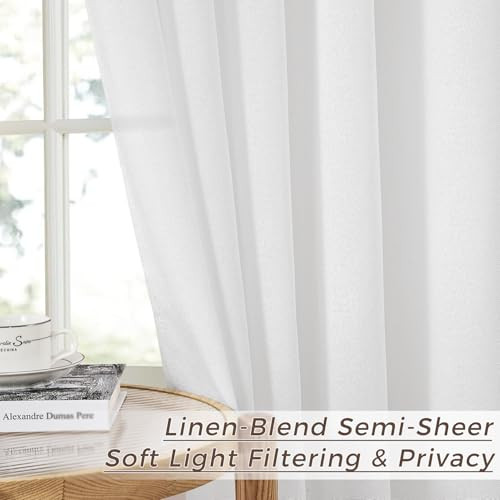 MRTREES függönyök ráncolószalaggal fehér lenhatású félátlátszó 2 darabos, 225 cm - outlet termék