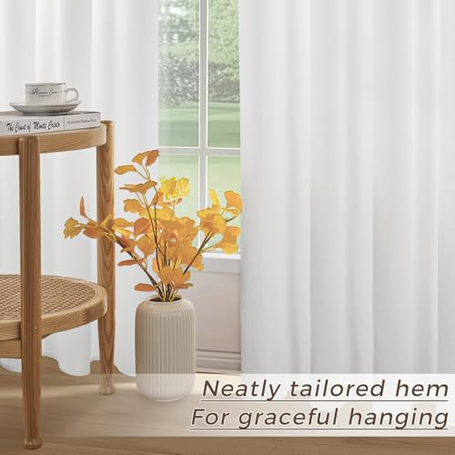 MRTREES függönyök ráncolószalaggal fehér lenhatású félátlátszó 2 darabos, 225 cm - outlet termék