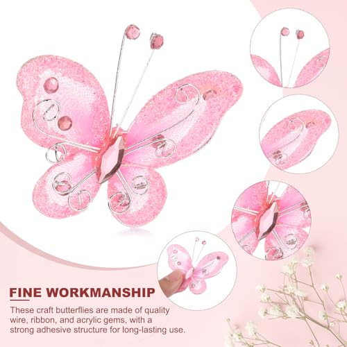 PATIKIL 12 darab pillangók kézműveshez, 5,5 cm hálós drót csillogó organza pillangók - outlet termék