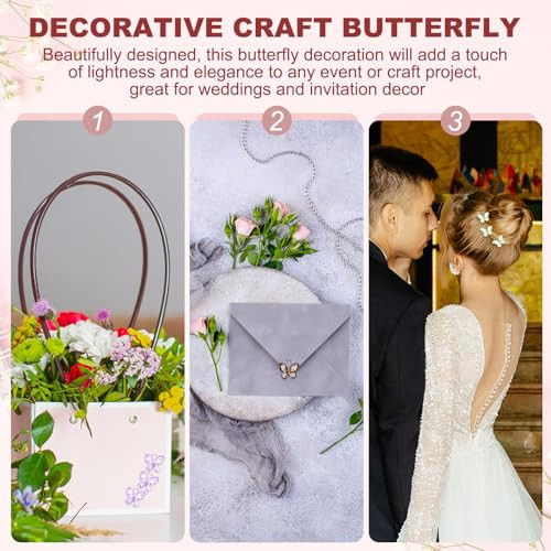 PATIKIL 12 darab pillangók kézműveshez, 5,5 cm hálós drót csillogó organza pillangók - outlet termék