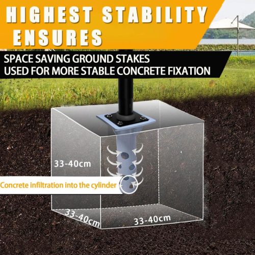 KEELYY földhüvely napernyőhöz, univerzális alaplap rozsdamentes acél földhorgony betonba - outlet termék