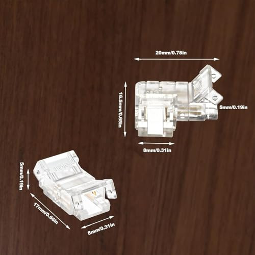 GTIWUNG COB 2 Pin 8mm csatlakozó készlet 4 darabos L alakú és 12 darabos egyenes - outlet termék