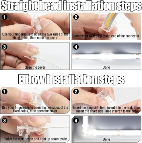 GTIWUNG COB 2 Pin 8mm csatlakozó készlet 4 darabos L alakú és 12 darabos egyenes - outlet termék