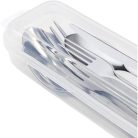 Terryshop74 4 darabos átlátszó műanyag evőeszköztartó 22 cm, evőeszköz nélkül - outlet termék