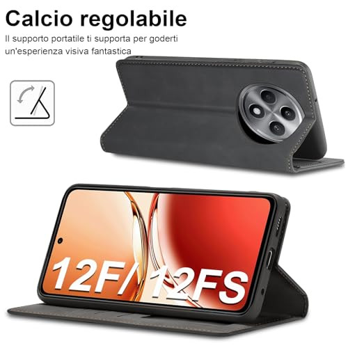 OPPO Reno 12F/12FS bőrtok pénztárca, edzett üveg, könyv formátum, kártyanyílás - outlet termék