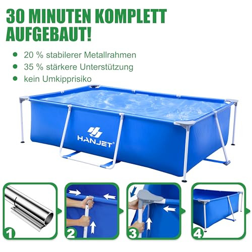 Hanjet Steel keretes medence szett 180x140x60cm, kék - outlet termék