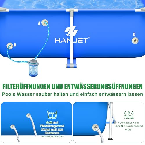 Hanjet Steel keretes medence szett 180x140x60cm, kék - outlet termék