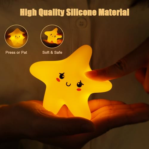HOTUT csillag éjjeli lámpa gyerekeknek 3 fény mód, szilikon, érintésvezérlés - outlet termék