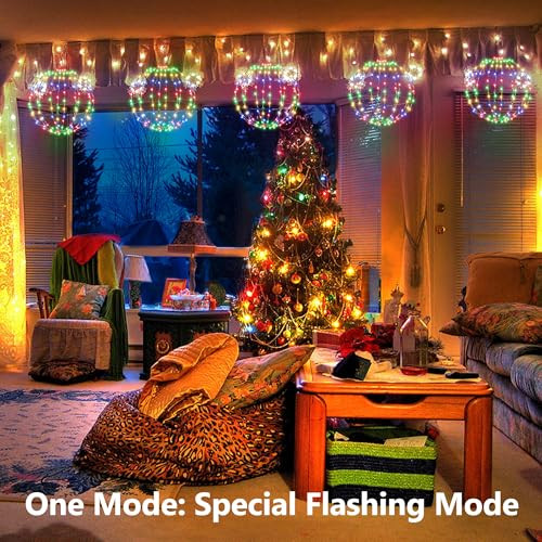 iBaycon karácsonyi világítás kültéri, színes függő gömbök villogó gyöngyökkel - outlet termék