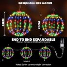 iBaycon karácsonyi világítás kültéri, színes függő gömbök villogó gyöngyökkel - outlet termék