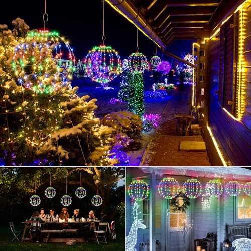 iBaycon karácsonyi világítás kültéri, színes függő gömbök villogó gyöngyökkel - outlet termék