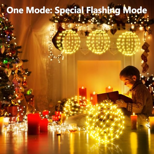 iBaycon karácsonyi világítás kültéri gömb, melegfehér lógó gömbök villogó - outlet termék