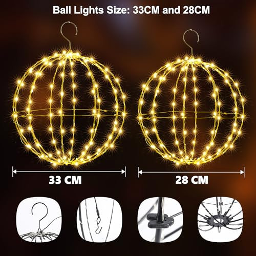 iBaycon karácsonyi világítás kültéri gömb, melegfehér lógó gömbök villogó - outlet termék