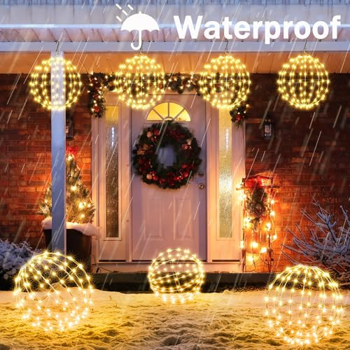 iBaycon karácsonyi világítás kültéri gömb, melegfehér lógó gömbök villogó - outlet termék