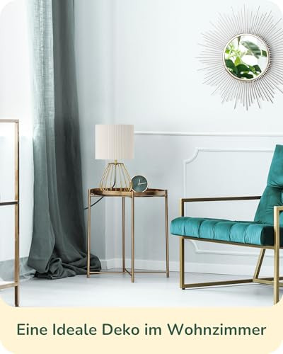 EDISHINE éjjeli lámpa, krémfehér pliszé lámpaernyő és csepp alakú fém talp, 2700K - outlet termék