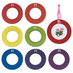   BENECREAT 7 darabos fa hímzőkeret 7 szín, dekoratív kerek hímzőkeret, kézműves és DIY - outlet termék