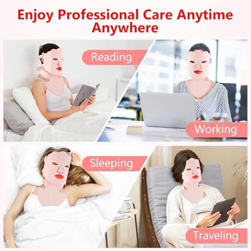 USUIELIGHT LED arcmaszk fényterápia, 7 színű LED maszk arcra és nyakra anti-aging - outlet termék