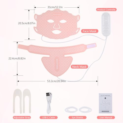 USUIELIGHT LED arcmaszk fényterápia, 7 színű LED maszk arcra és nyakra anti-aging - outlet termék