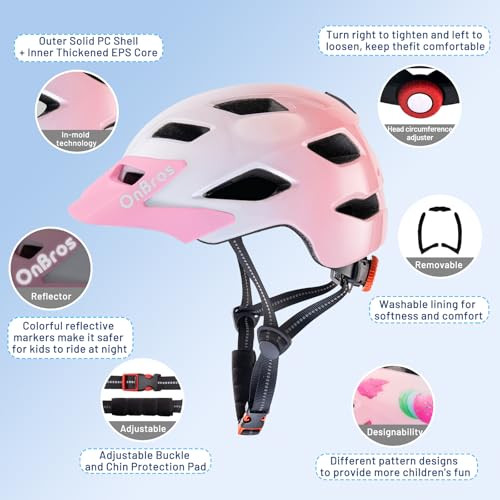 OnBros gyermek kerékpáros sisak 3-13 év, 48-57 cm, lányoknak és fiúknak - outlet termék