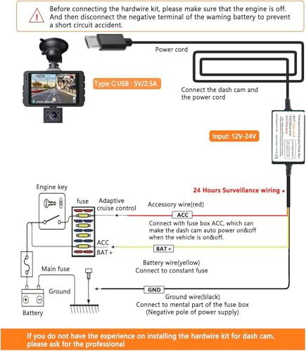 Gebildet Dash Cam hardwire készlet, autós kamera mikro töltő kábelkészlet 12-24V DC - - outlet termék